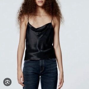 Zara- Black Satin Cami Top